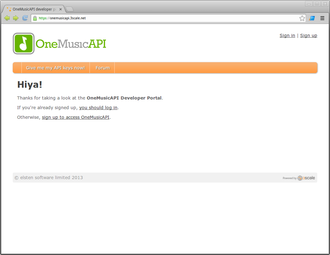 OneMusicAPI developer portal